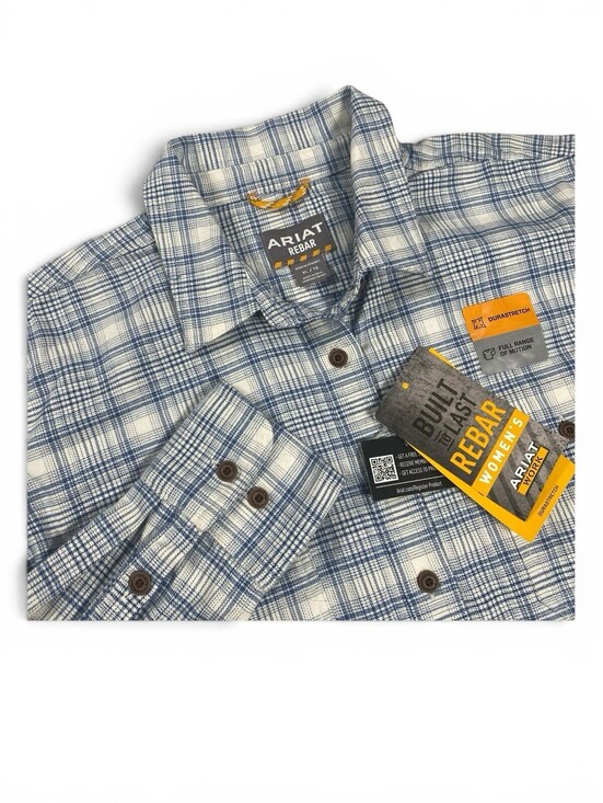 Ariat Tops - Ariat Women's Rebar Blue Plaid Long Sleeve Button-Up Work Shirt XL New with Tags